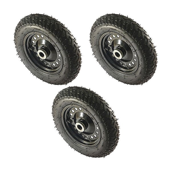 KIT 3 UN RODA PNEUM. AJAX  3.25-8 - 2L - ROLAM. 1" CH 1,2mm