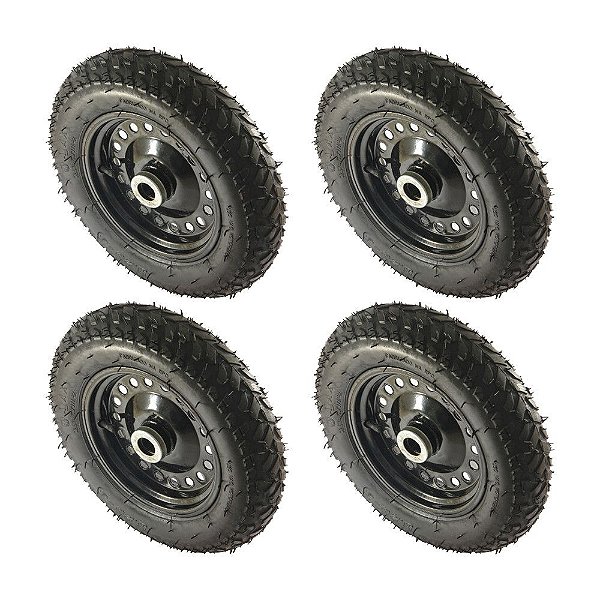 KIT 4 UN RODA PNEUM. AJAX 3.50-8 - 2L - ROLAM. 1" CH 1,2mm