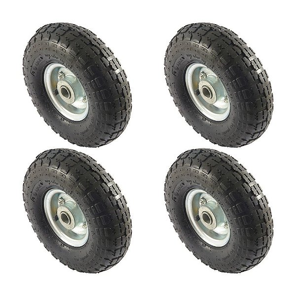 KIT 4 UN RODA PNEUM. AJAX CARGO 3.50-4 - 4L - ROLAM. 3/4"