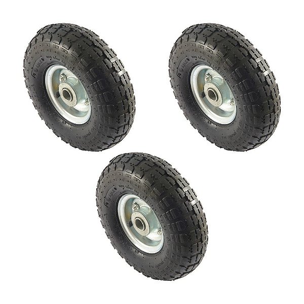 KIT 3 UN RODA PNEUM. AJAX CARGO 3.50-4 - 4L - ROLAM. 3/4"
