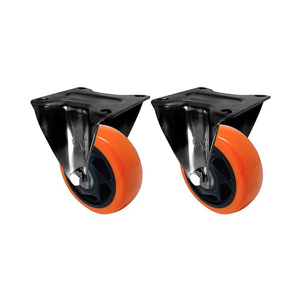 KIT 2 UN RODA RODÍZIO FIXO PVC LARANJA 1.5/8 POL 40MM MÓVEIS