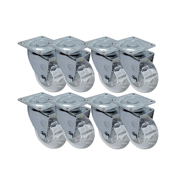 KIT 8 UN RODA RODÍZIO GIRATÓRIO GEL 3 POLEGADAS 75MM MÓVEIS