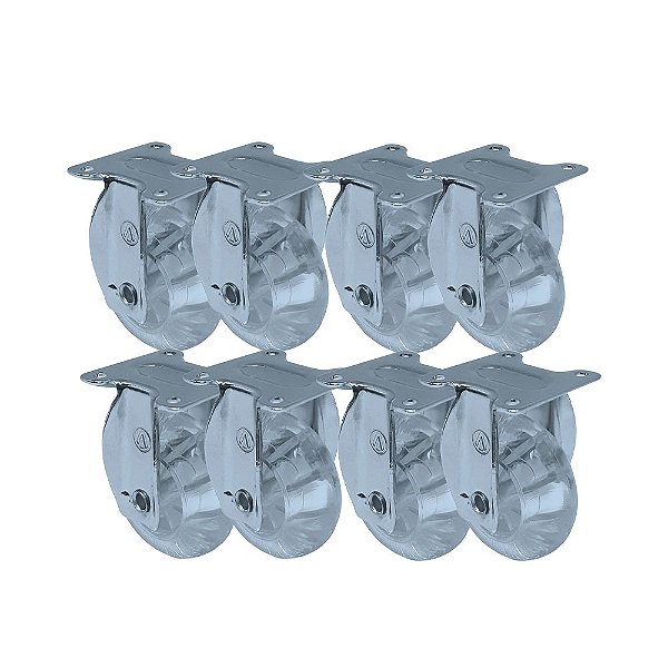 KIT 8 UN RODA RODÍZIO FIXO GEL 3 POLEGADAS 75MM MÓVEIS