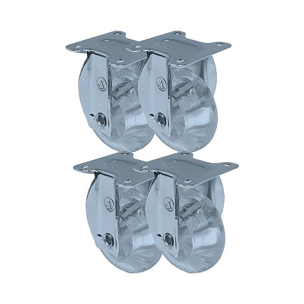 KIT 4 UN RODA RODÍZIO FIXO GEL 3 POLEGADAS 75MM MÓVEIS