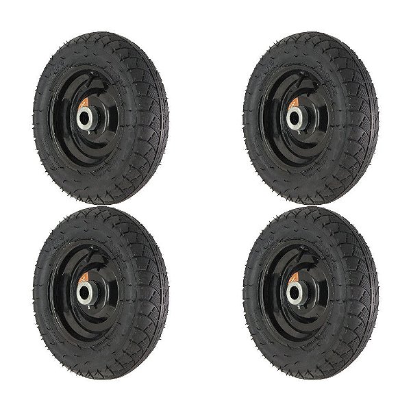 KIT 4 UN RODA REFORÇADA 3.25-8 4 LONAS 1 ROL. ROLETE 200KG