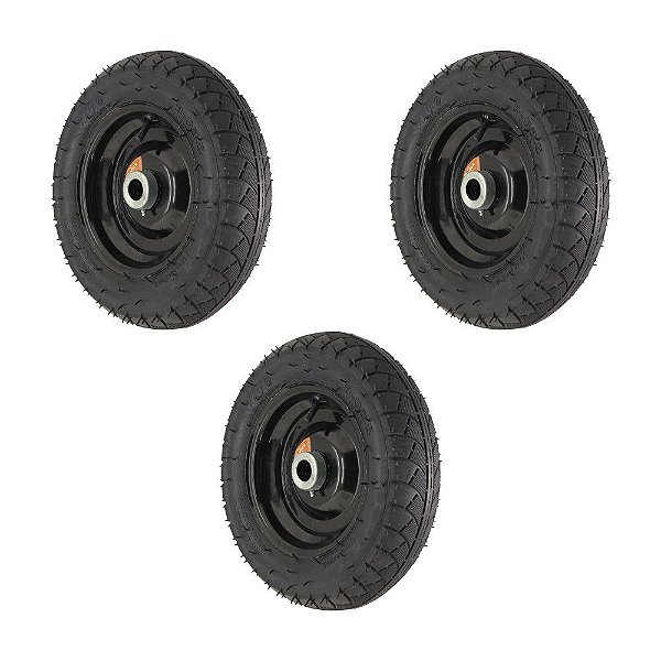 KIT 3 UN RODA  REFORÇADA 3.25-8 4 LONAS 1 ROL. ROLETE 200KG