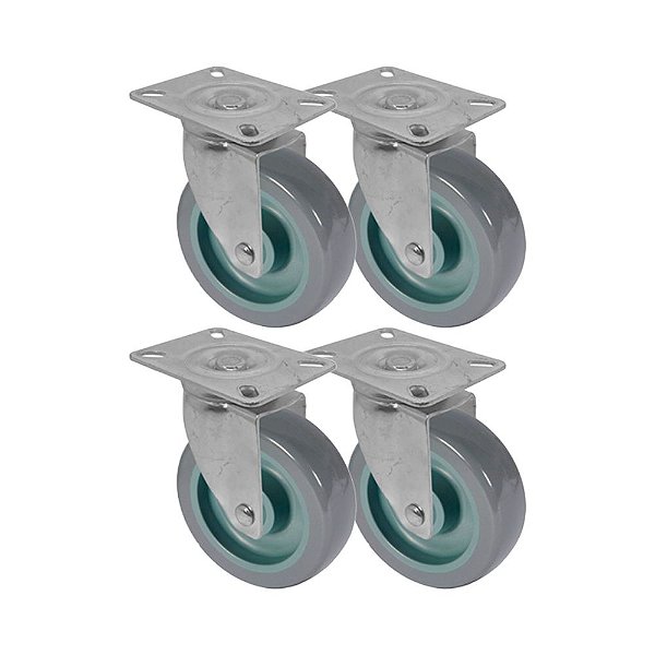 KIT 4 UN RODA RODÍZIO GIRATÓRIO PVC BP 3 POLEGADA 75MM