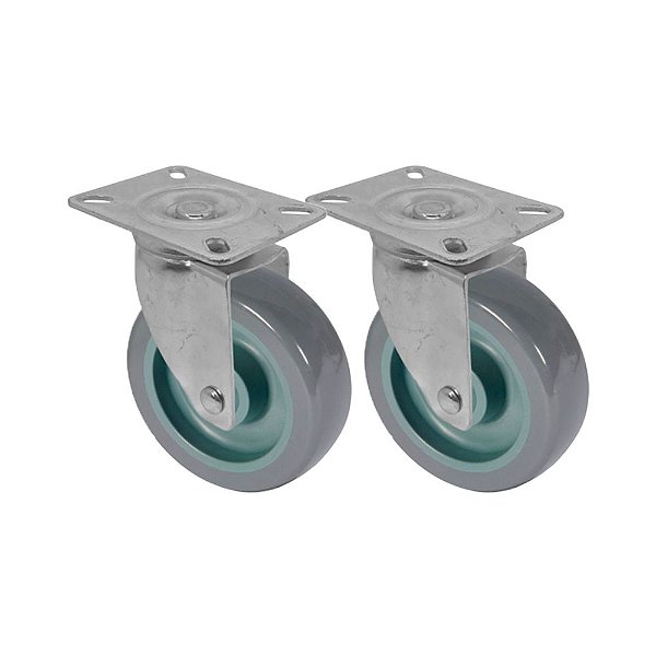 KIT 2 UN RODA RODÍZIO GIRATÓRIO PVC BP 3 POLEGADAS 75MM