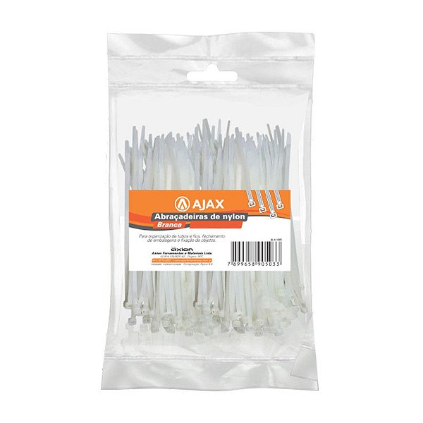 CINTA FITA ABRAÇADEIRA DE NYLON 3,5 X 180 MM BRANCA 200UN
