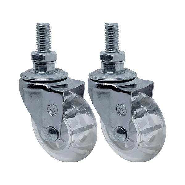 KIT 2 UN RODA RODÍZIO GIRATÓRIO ROSCA GEL 1,3/8 POL 40MM