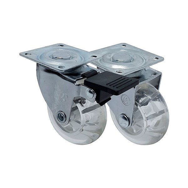 KIT 2 UN RODA RODÍZIO GIRATÓRIO FREIO GEL 1,3/8 POL 40MM