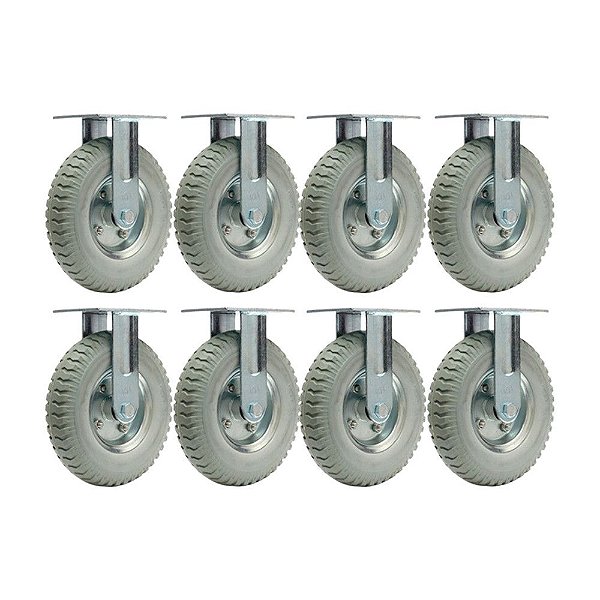KIT 8 UN RODÍZIO FIXO RODA MACIÇA PU 250X4