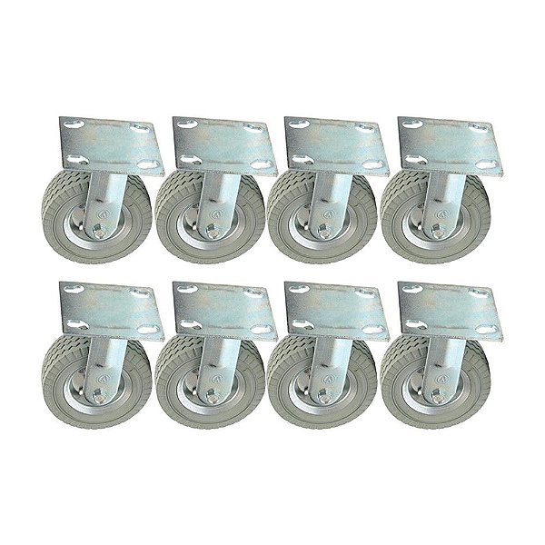 KIT 8 UN RODÍZIO FIXO RODA MACIÇA PU 6X2