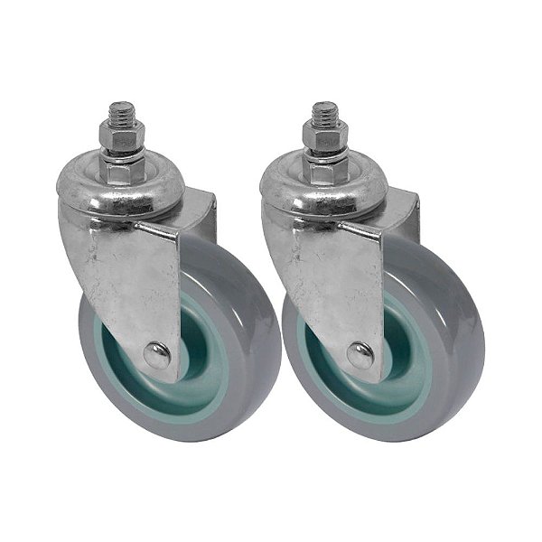 KIT 2 UN RODA RODÍZIO GIRATÓRIO ROSCA PVC BP 2 POL 50MM