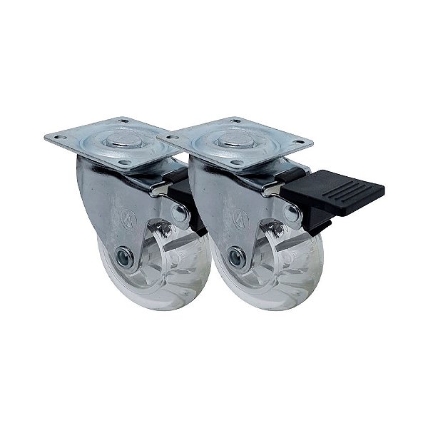 KIT 2 UN RODA RODÍZIO GIRATÓRIO FREIO GEL 3 POL 75MM MÓVEIS