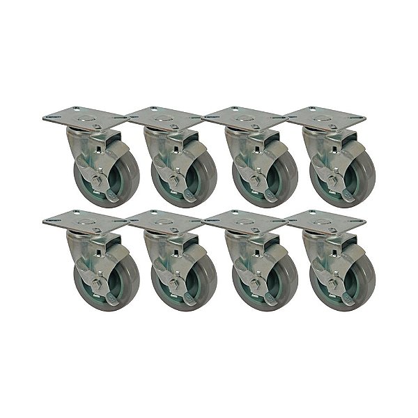 KIT 8 UN RODA RODÍZIO GIRATÓRIO FREIO PVC BP 3 POL 75MM