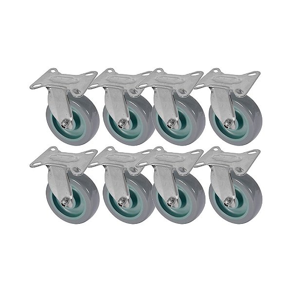 KIT 8 UN RODA RODÍZIO FIXO PVC BP 5 POLEGADA 130MM MÓVEIS