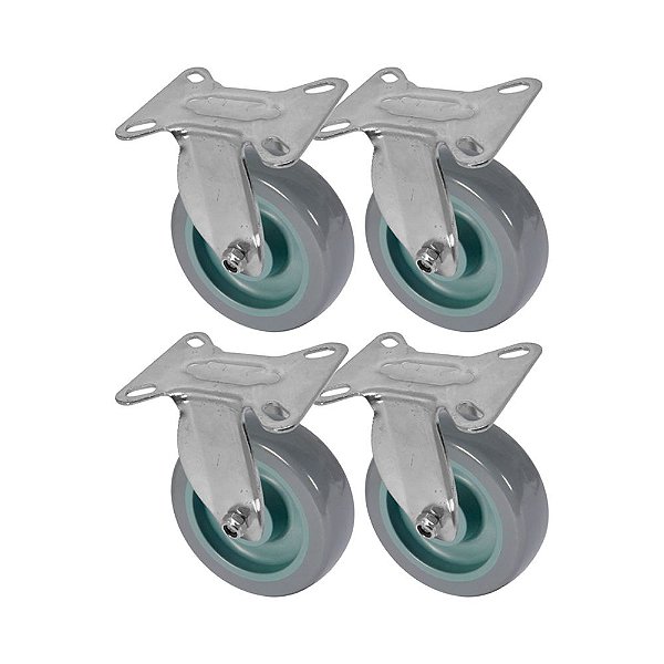 KIT 4 UN RODA RODÍZIO FIXO PVC BP 5 POLEGADAS 130MM MÓVEIS