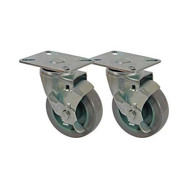 KIT 2 UN RODA RODÍZIO GIRATÓRIO FREIO PVC BP 5 POL 130MM