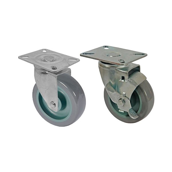 KIT 2 UN RODA RODÍZIO GIRATÓRIO FREIO PVC BP 5 POL 130MM