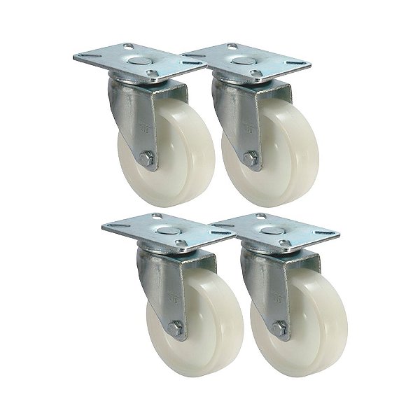 KIT 4 UN RODA RODÍZIO GIRATÓRIO NYLON 3 POLEGADA 75MM