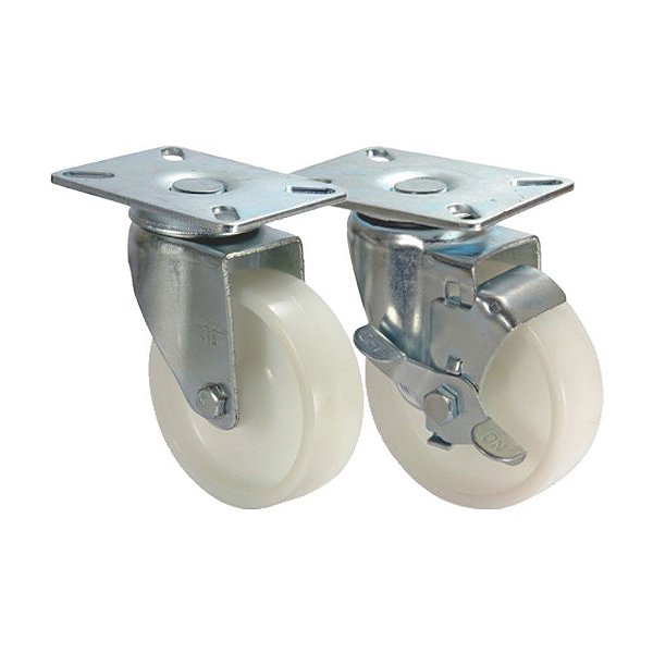 KIT 2 UN RODA RODÍZIO GIRATÓRIO FREIO NYLON 5 POL 130MM