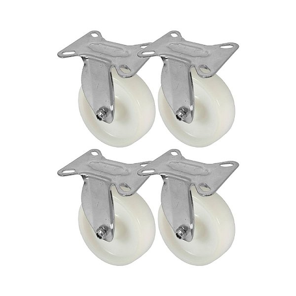 KIT 4 UN RODA RODÍZIO FIXO NYLON 4 POLEGADAS 100MM FRIGORÍFICO