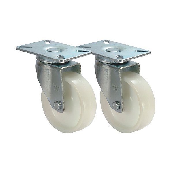 KIT 2 UN RODA RODÍZIO GIRATÓRIO NYLON 4 POLEGADAS 100MM