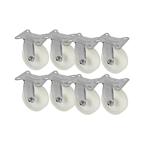 KIT 8 UN RODA RODÍZIO FIXO NYLON 5 POLEGADAS 130MM FRIGORÍFICO