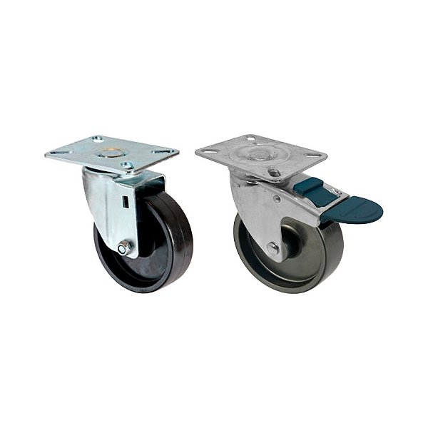 KIT 2 UN RODA RODÍZIO GIRATÓRIO FREIO TRAVA POLIPROPILENO 4"