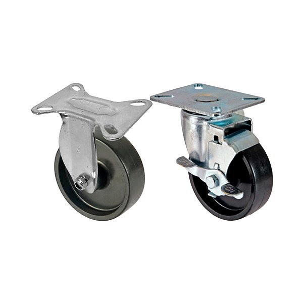 KIT 2 UN RODA RODÍZIO FIXO GIRATÓRIO FREIO POLIPROPILENO 4"