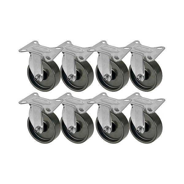 KIT 8 UN RODA RODÍZIO FIXO POLIPROPILENO 3" POLEGADAS PP