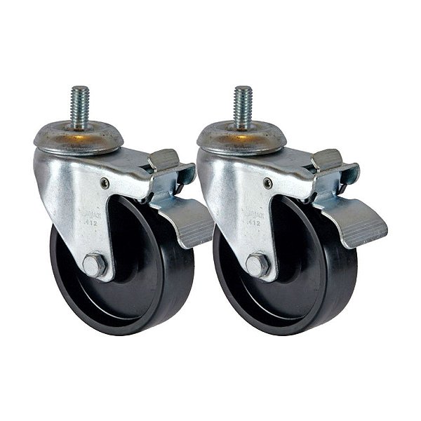 KIT 2 UN RODA RODÍZIO GIRATÓRIO ROSCA TRAVA POLIPROPILENO 5"