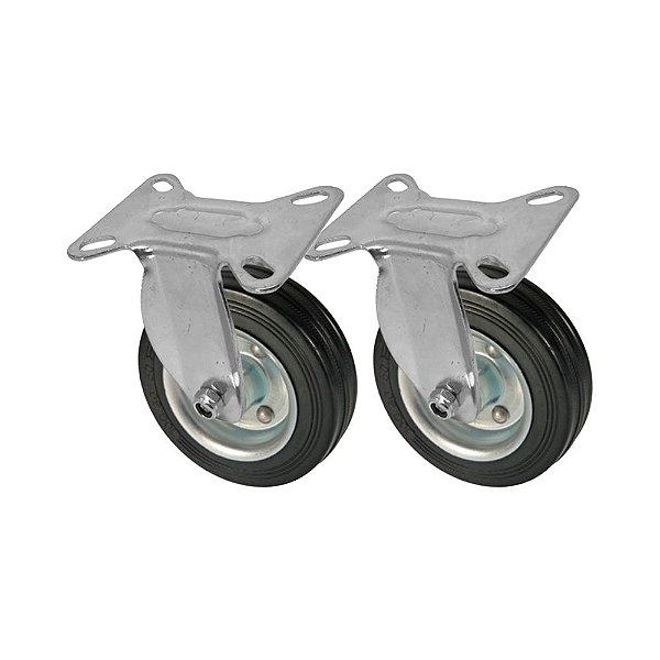 KIT 2 UN RODA RODÍZIO FIXO BORRACHA MACIÇA 3 POLEGADAS