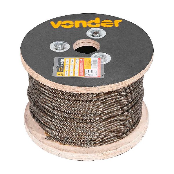 CABO DE AÇO VONDER FIBRA POLIDO 6X19S 100M 6,35 mm 1/4”