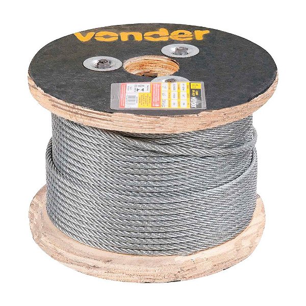 CABO DE AÇO VONDER FIBRA GALVANIZADO 6X7 100M 6,35mm 1/4"