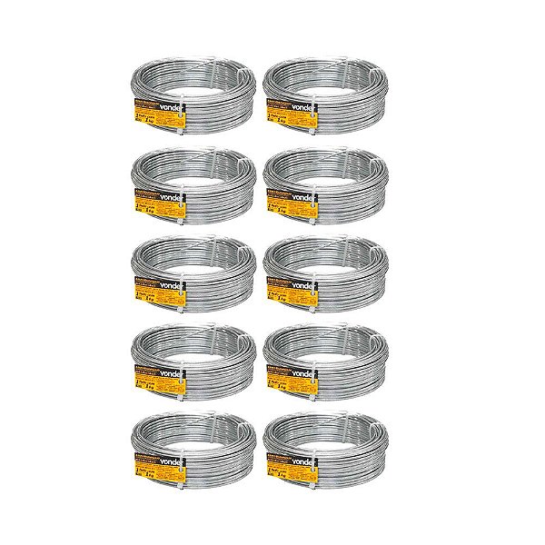 KIT 10 UN ARAME GALVANIZADO COMERCIAL VONDER 18BWG ROLO 1KG