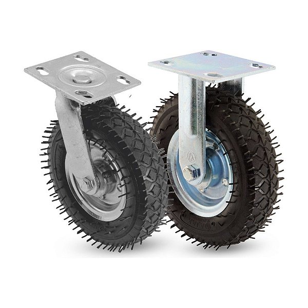 KIT 12 UN FIXO GIRATÓRIO RODÍZIO 8X2 PNEUMÁTICO CARGO 250X4