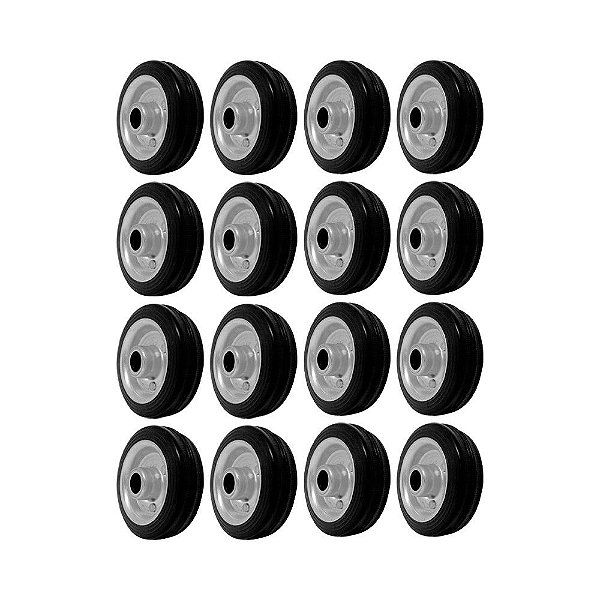 KIT 16 UN RODA 312 MACIÇA BORRACHA 3 POL 40KG P/ RODÍZIO
