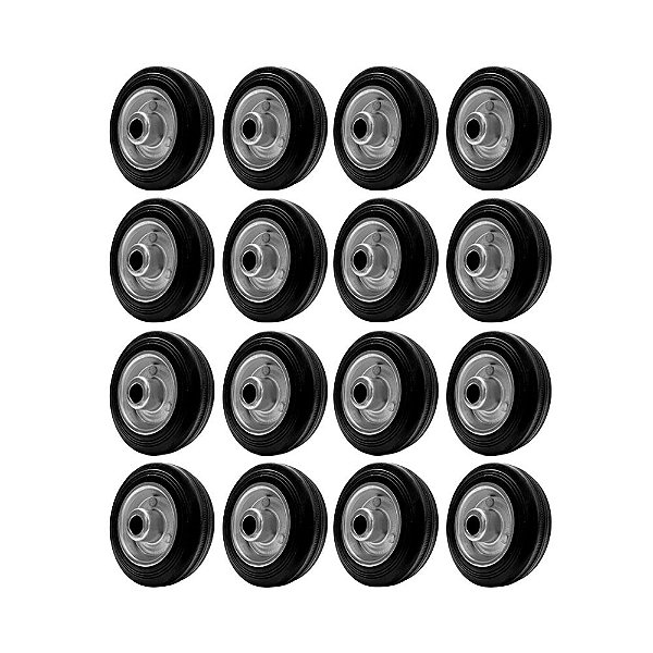 KIT 16 UN RODA 412 MACIÇA BORRACHA 4 POL 60KG P/ RODÍZIO