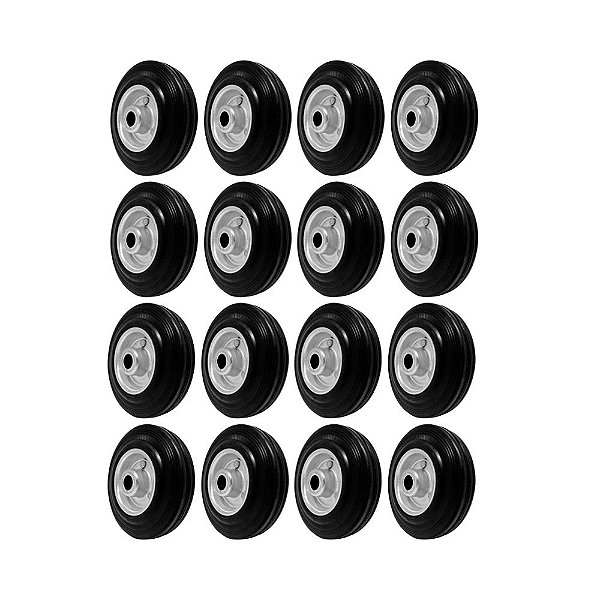 KIT 16 UN RODA 512 MACIÇA BORRACHA 5 POL 100KG P/ RODÍZIO