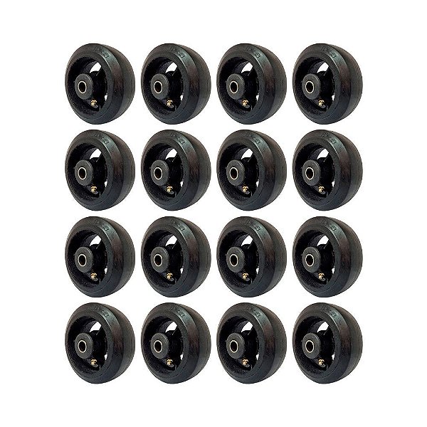 KIT 16 UN RODA BORRACHA MOLDADA 5 POL 180KG P/ RODÍZIO