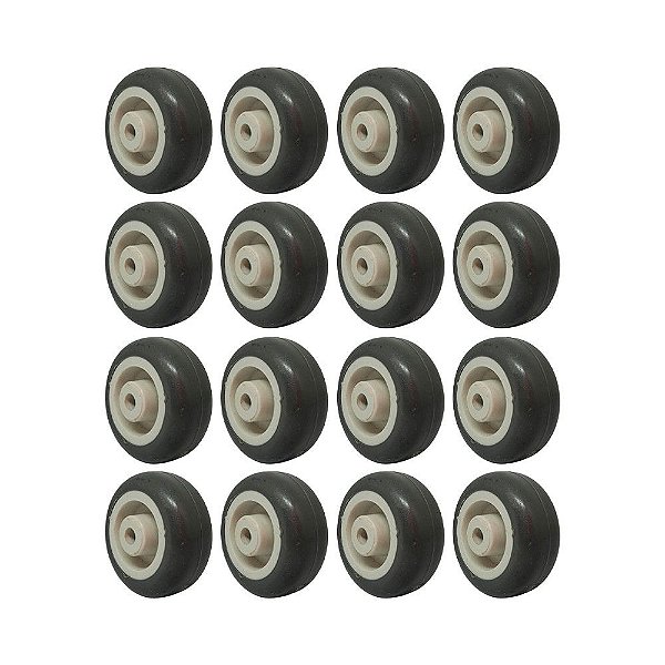 KIT 16 UN RODA BORRACHA TERMOPLÁSTICA 2 POL 40KG P/ RODÍZIO