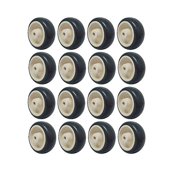 KIT 16 UN RODA BORRACHA TERMOPLÁSTICA 3 POL 70KG P/ RODÍZIO