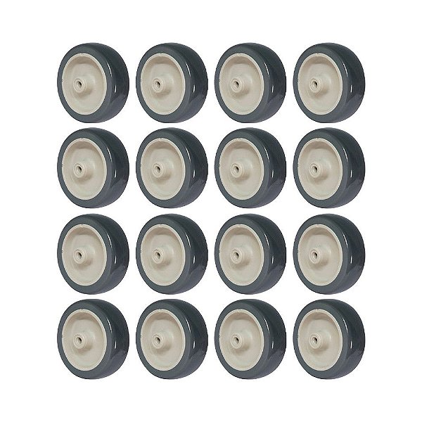 KIT 16 UN RODA BORRACHA TERMOPLÁSTICA 4 POL 90KG P/ RODÍZIO
