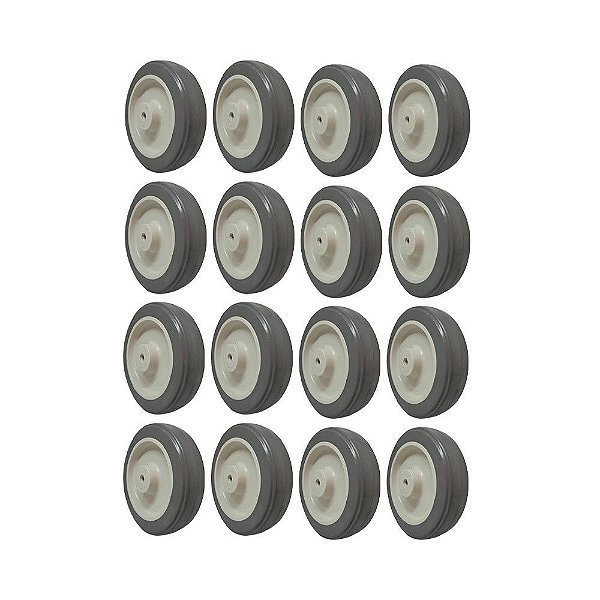 KIT 16 UN RODA BORRACHA TERMOPLÁSTICA 5 POL 110KG P/ RODÍZIO