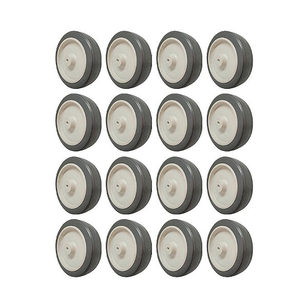 KIT 16 UN RODA BORRACHA TERMOPLÁSTICA 6 POL 130KG P/ RODÍZIO