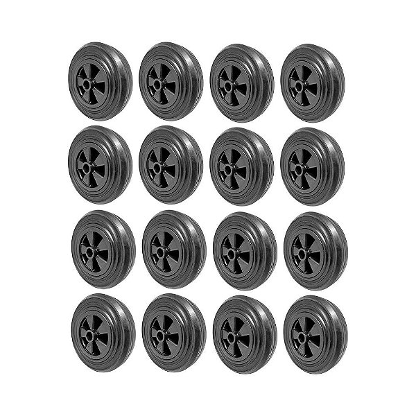 KIT 16 UN RODA CONTAINER PLÁSTICO 8 POL 200KG P/ RODÍZIO