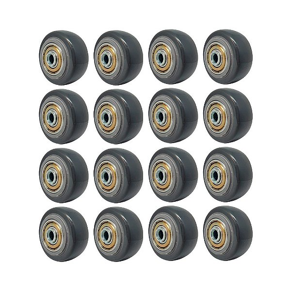 KIT 16 UN RODA PVC CINZA 1.5/8 POL 40KG P/ RODÍZIO