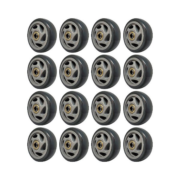 KIT 16 UN RODA PVC CINZA 4 POL 100KG P/ RODÍZIO